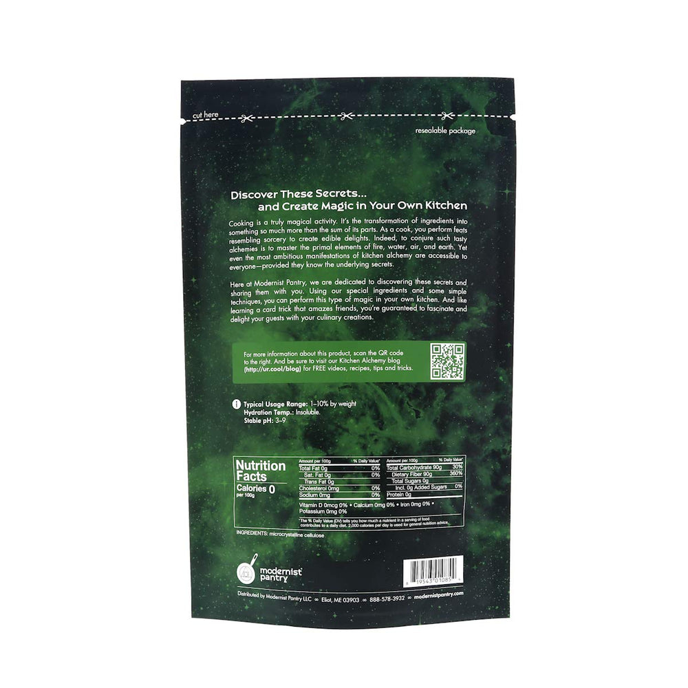Modernist Pantry Pure MCC powder pour shows smooth flow, ideal anti-caking in blends