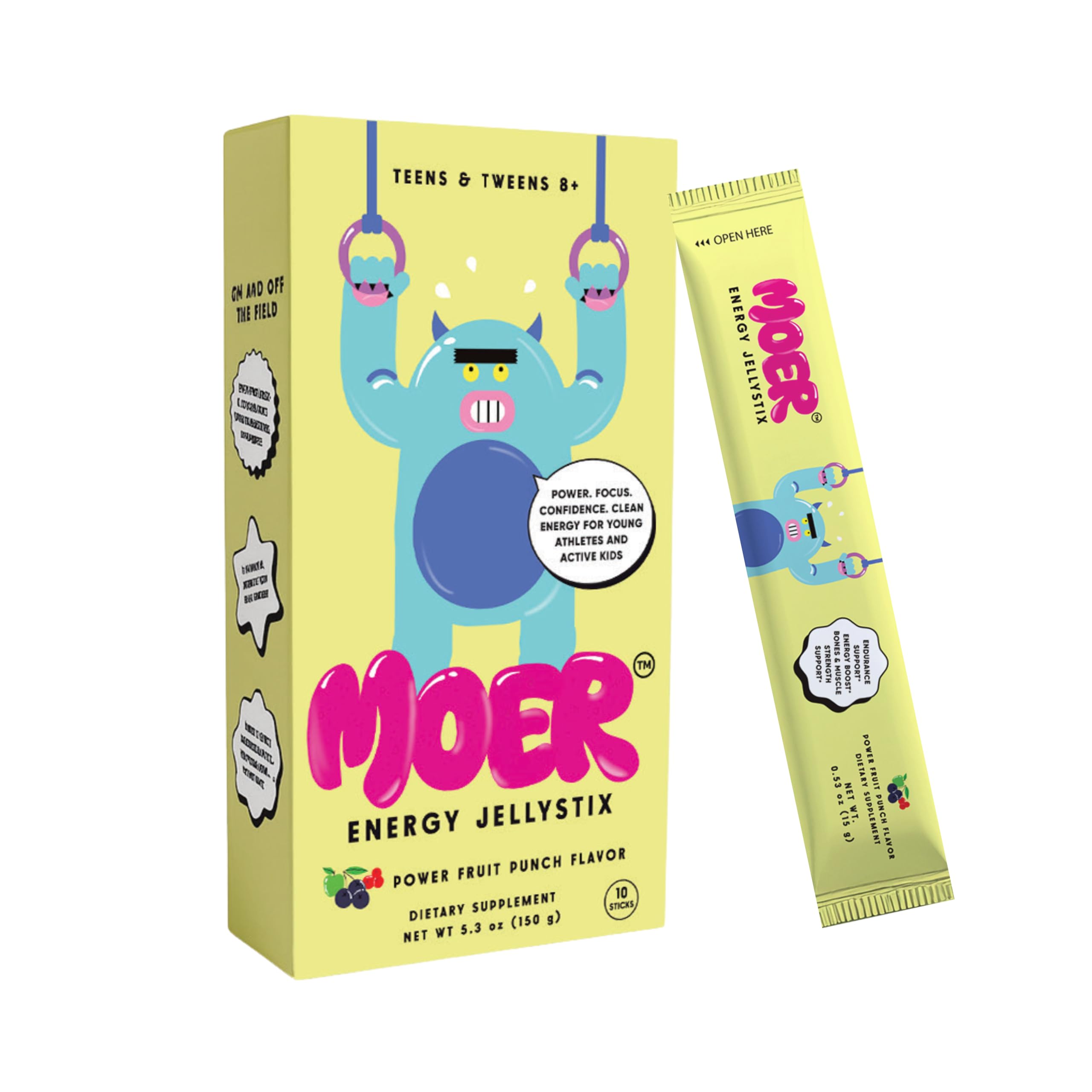 MOER Energy JellyStix Fruit Punch Pack for on-the-go energy during sports