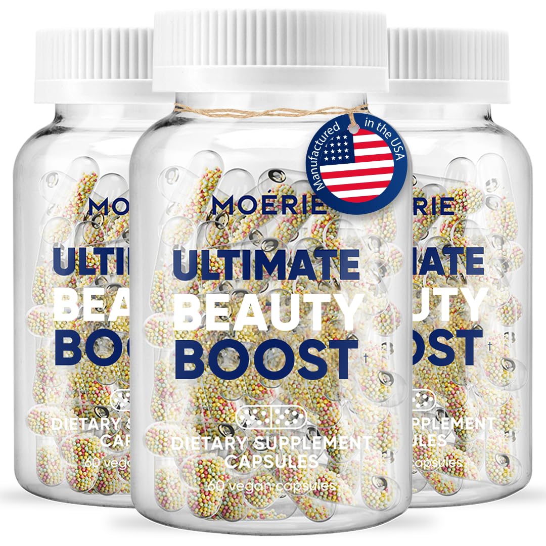 Moerie Hair Growth Supplement bottle showing vegan, clean-label formula for healthier hair.