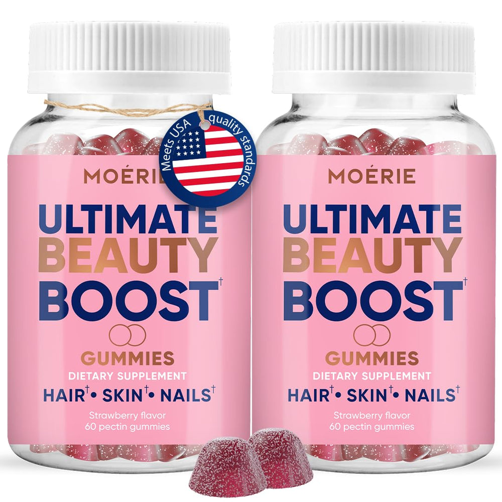 Moerie gummies bottle for convenient daily beauty support.