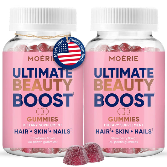 Moerie gummies bottle for convenient daily beauty support.
