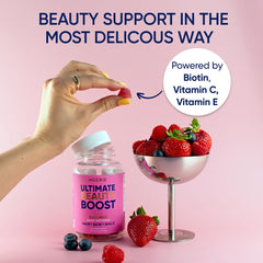 Moerie ingredient panel highlights vitamin C and E for skin and hair support.