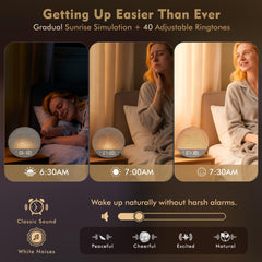 MOFOYEAH sunrise alarm clock ambient light setting for ambience.