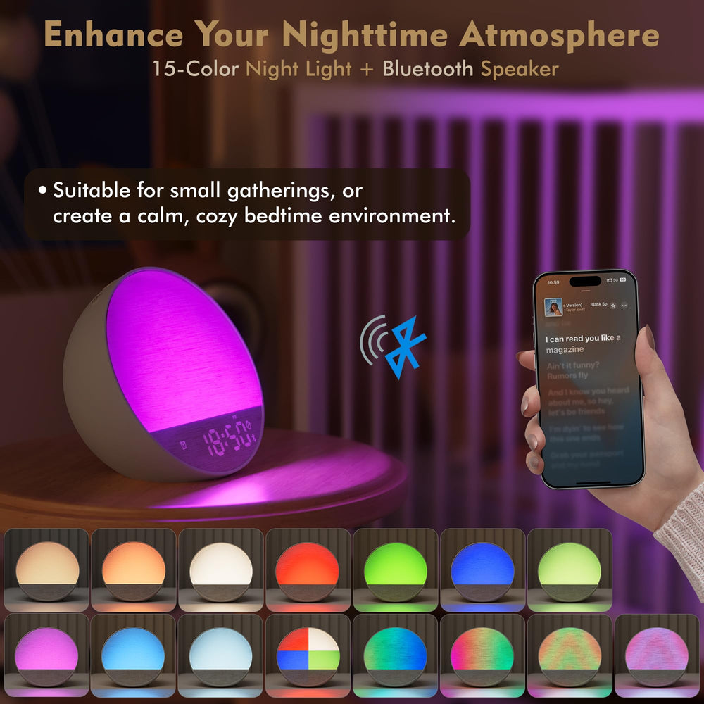 MOFOYEAH sunrise alarm clock remote control for easy bed access.
