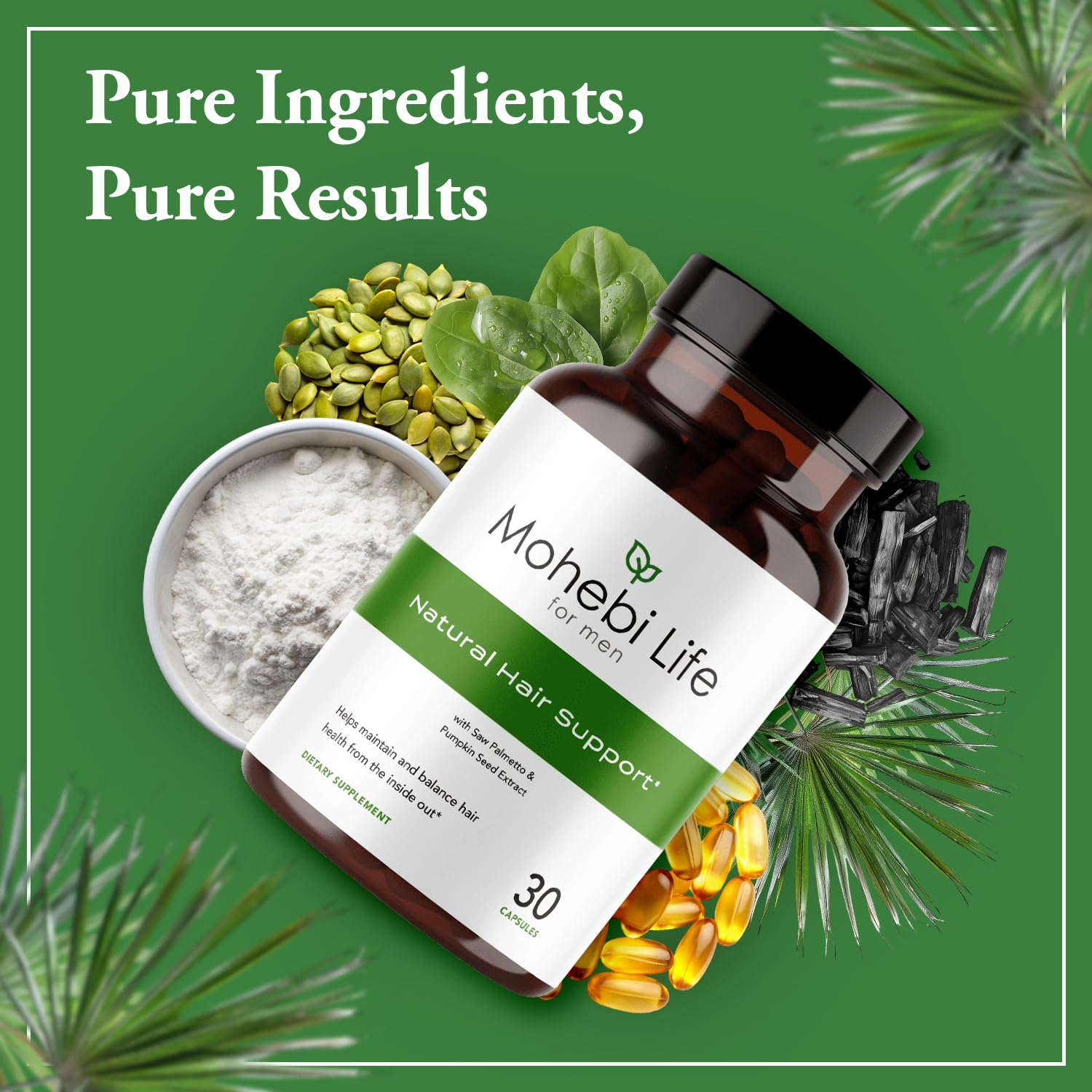 Mohebi Life imagery suggesting healthier-looking hair over time.