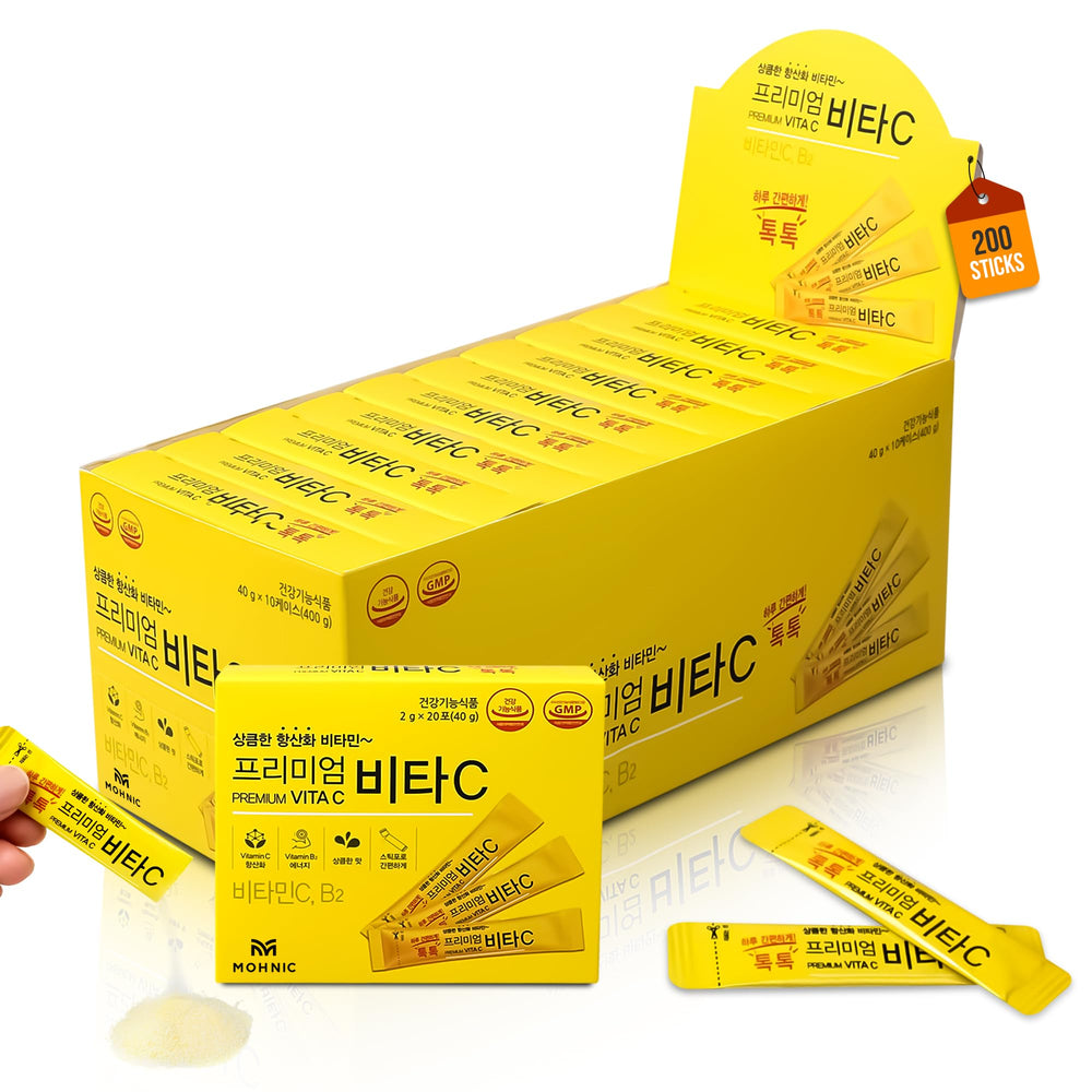 MOHNIC 200-sticks packaging for easy on-the-go vitamin C.