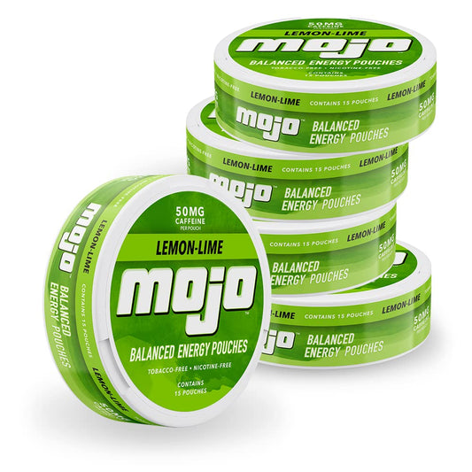 MOJO lemon lime pouch between lip and gum for convenient use.