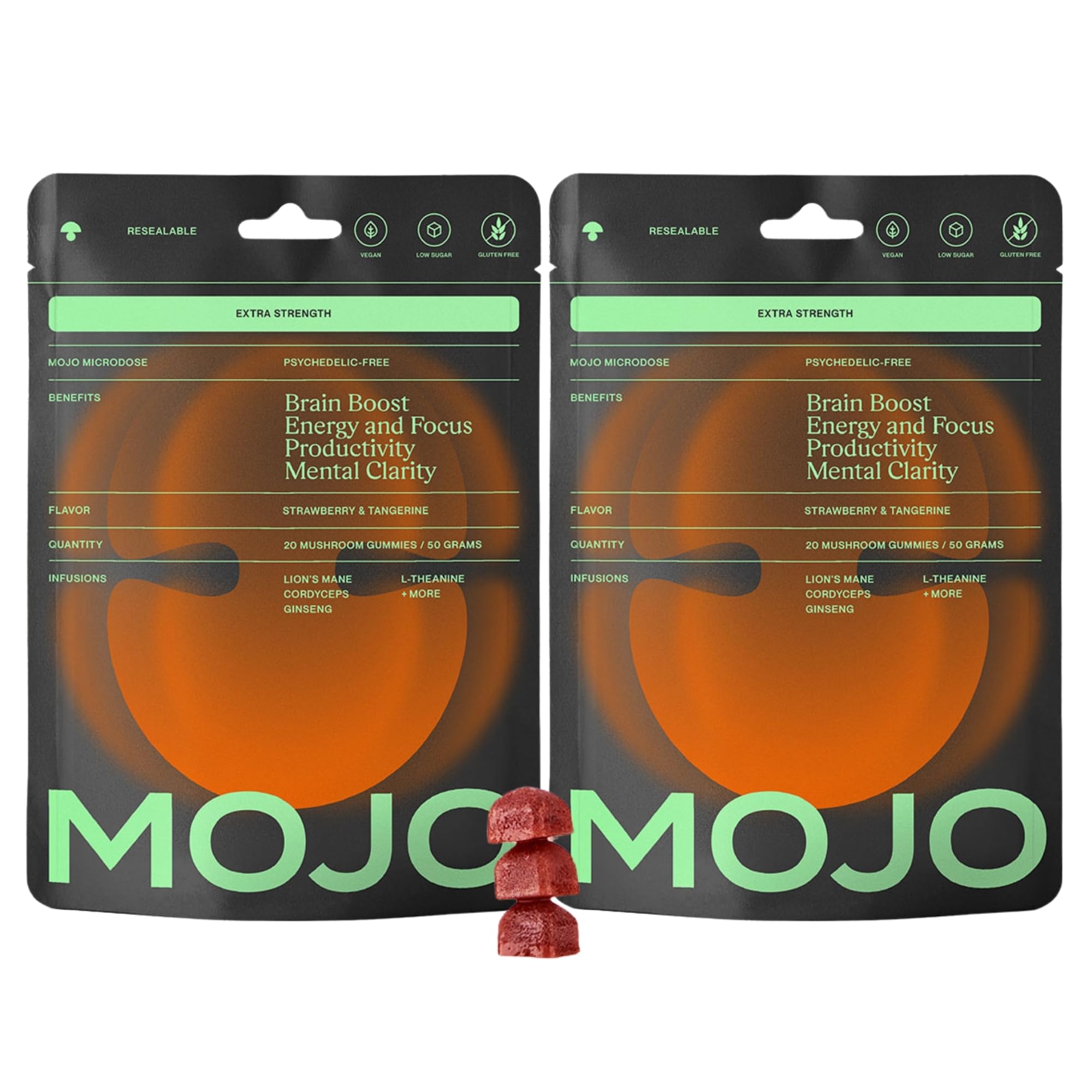 Mojo Extra Strength Focus Gummies bottle for convenient energy and focus support