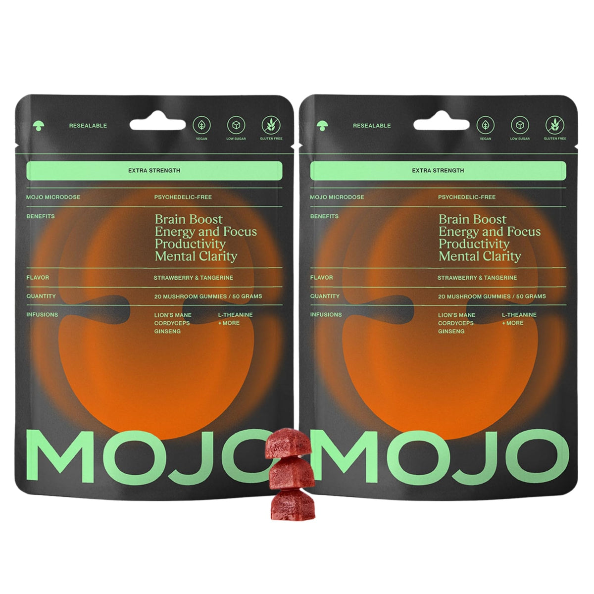 Mojo Extra Strength Focus Gummies bottle for convenient energy and focus support