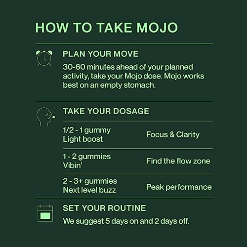 Mojo gummies bottle features panax ginseng for clear thinking and steady attention