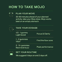 Mojo gummies bottle features panax ginseng for clear thinking and steady attention