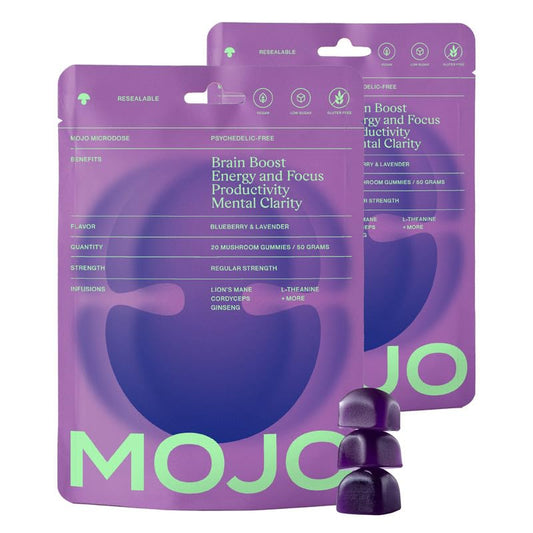 Mojo Focus Gummies bottle front for daily focus support.