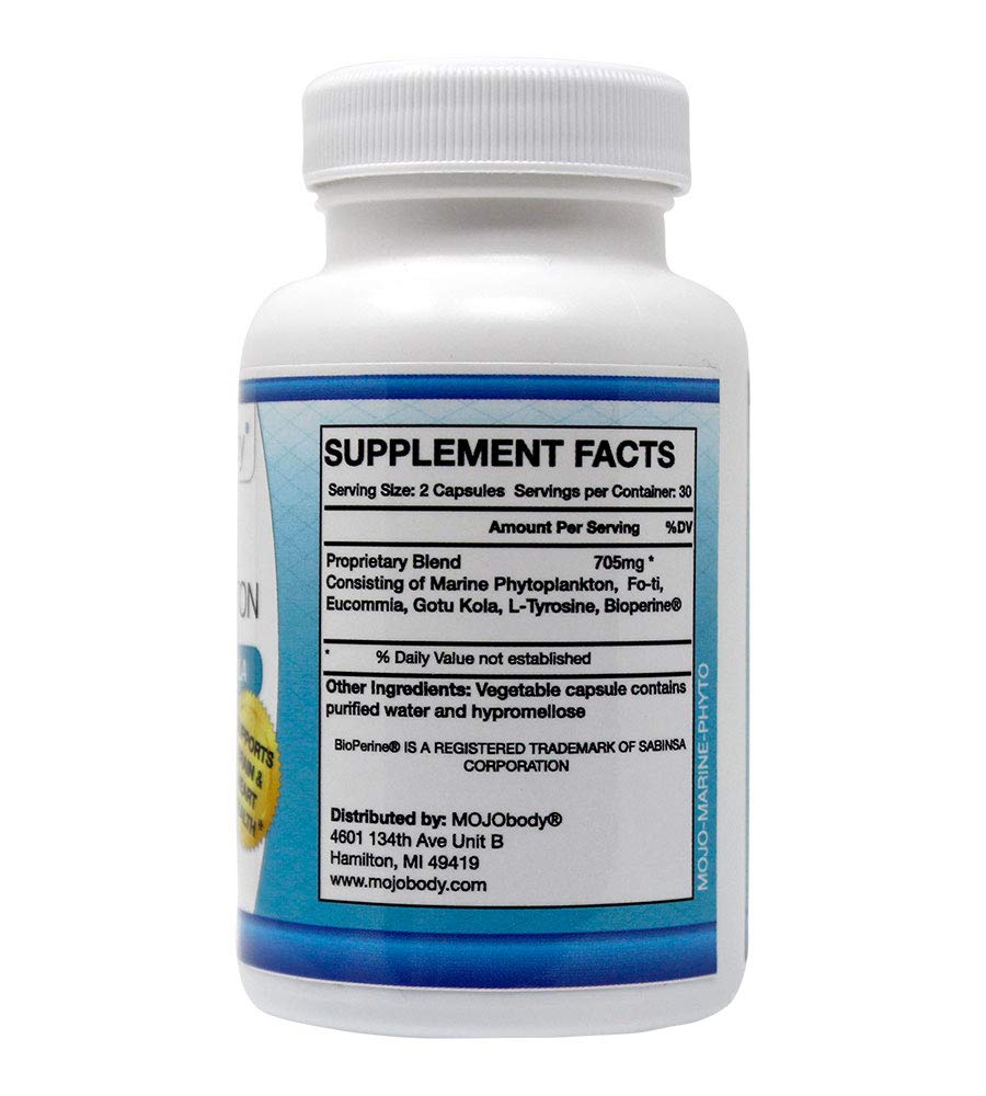MOJObody bottle label showing BioPerine for enhanced absorption
