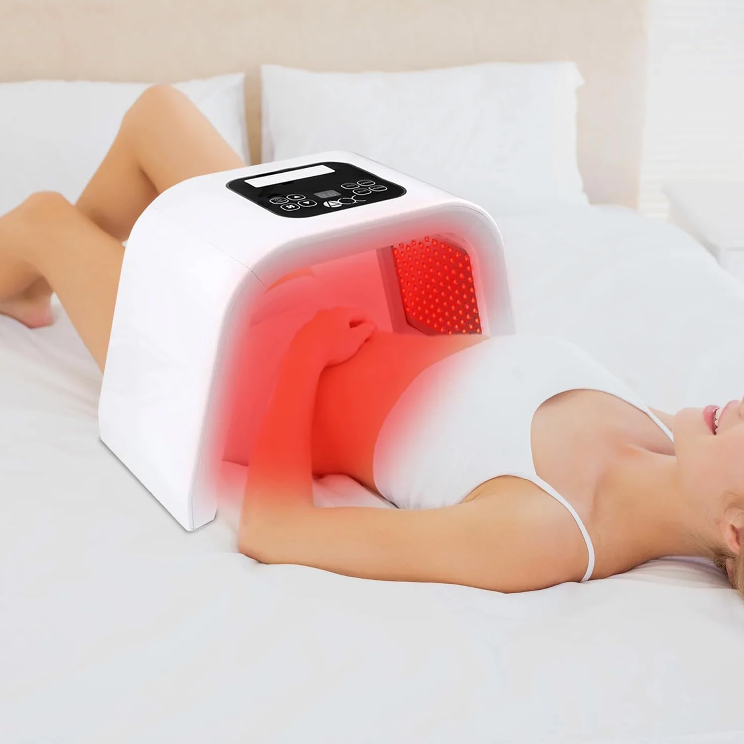 MOLAMOYA LED face and body machine front view for at-home use.