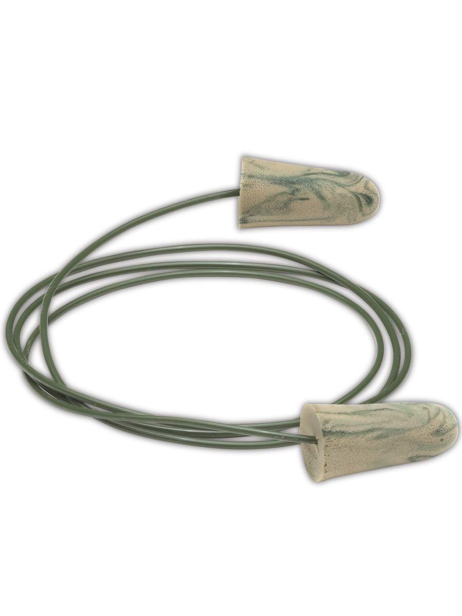 Moldex Camo foam corded ear plug for high-NRR protection in noisy environments.