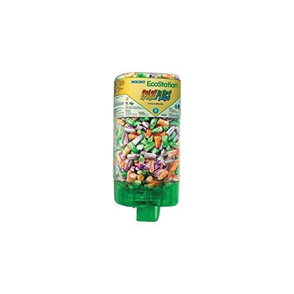 Moldex EcoStation SparkPlugs 6703 earplug dispenser in use, promotes easy access to hearing protection.