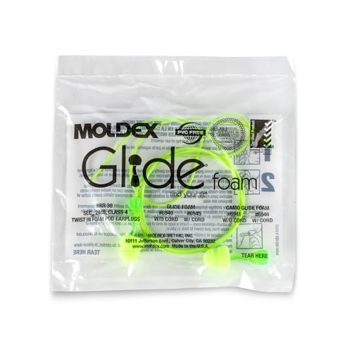 Glide Moldex no-rolldown design keeps plugs in place with gloves.