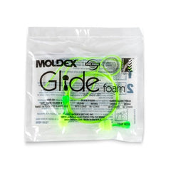 Glide Moldex no-rolldown design keeps plugs in place with gloves.