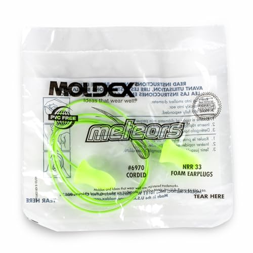 Moldex Meteors contoured earplug emphasizes ear canal fit for reduced pressure and snug wear.