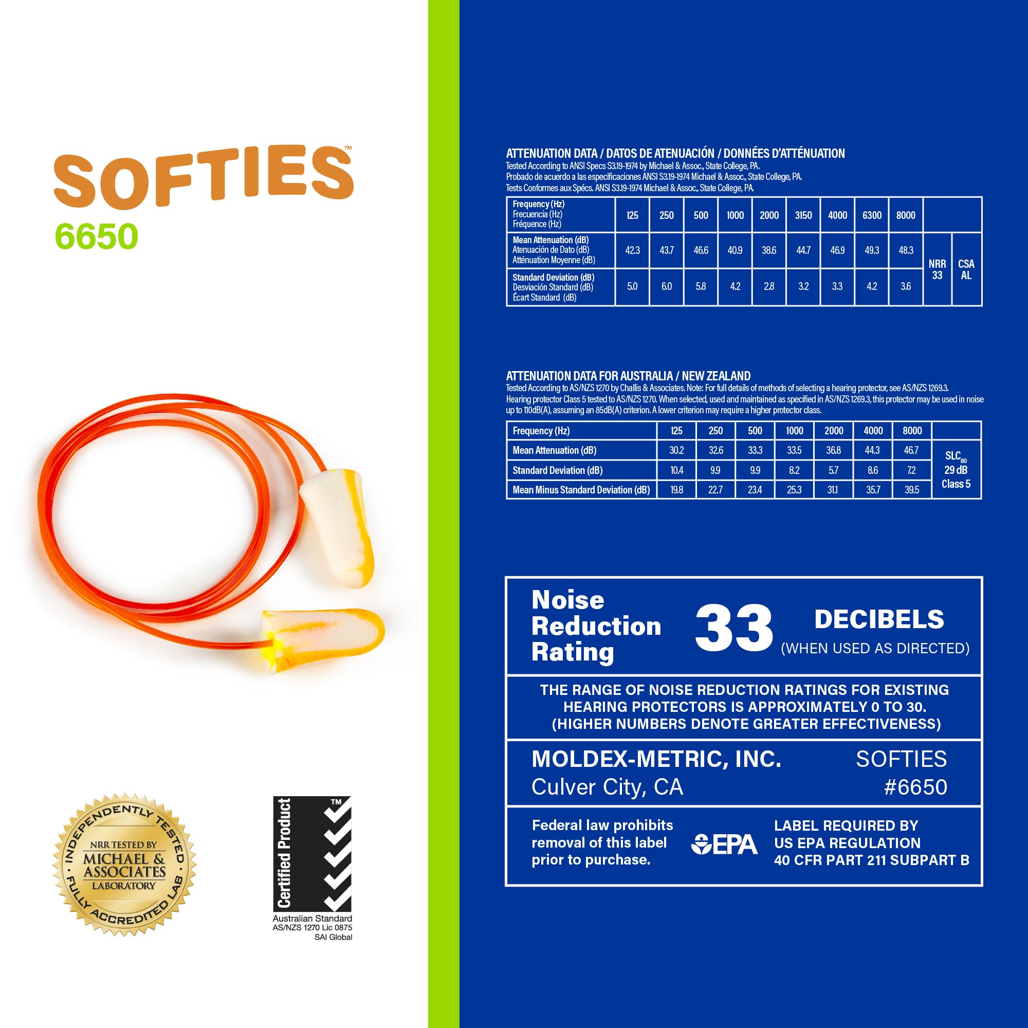 Moldex Softies distinctive streaks and swirls aid quick recognition