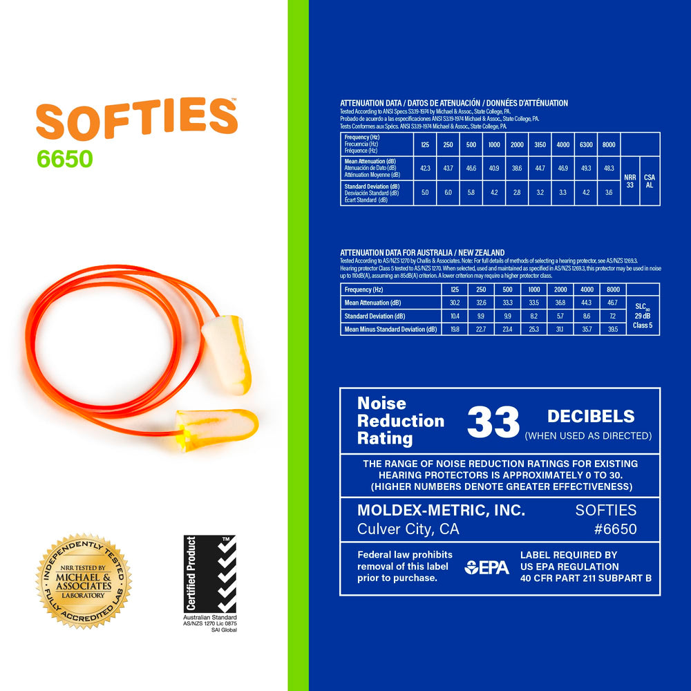 Moldex Softies distinctive streaks and swirls aid quick recognition