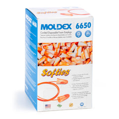 Moldex Softies bright orange packaging shown with 100 pairs