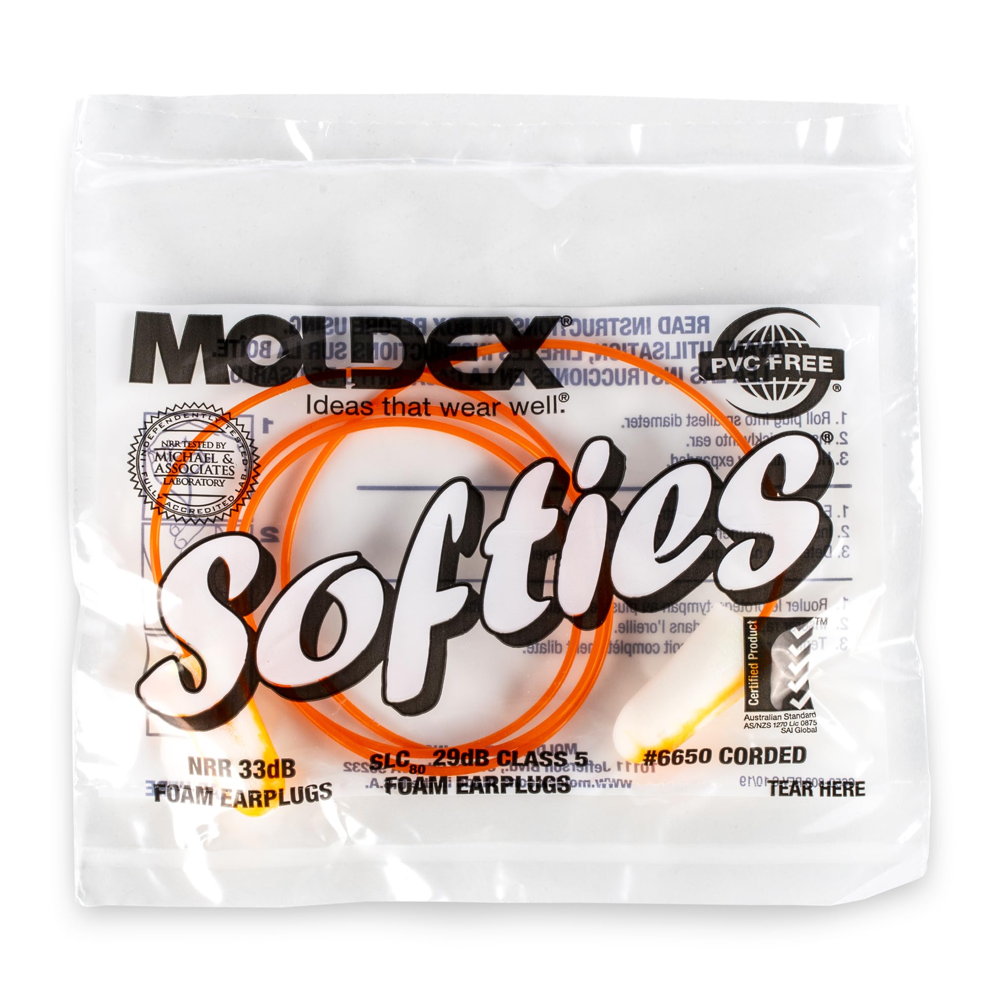 Moldex Softies NRR-33dB earplugs ensure strong noise reduction