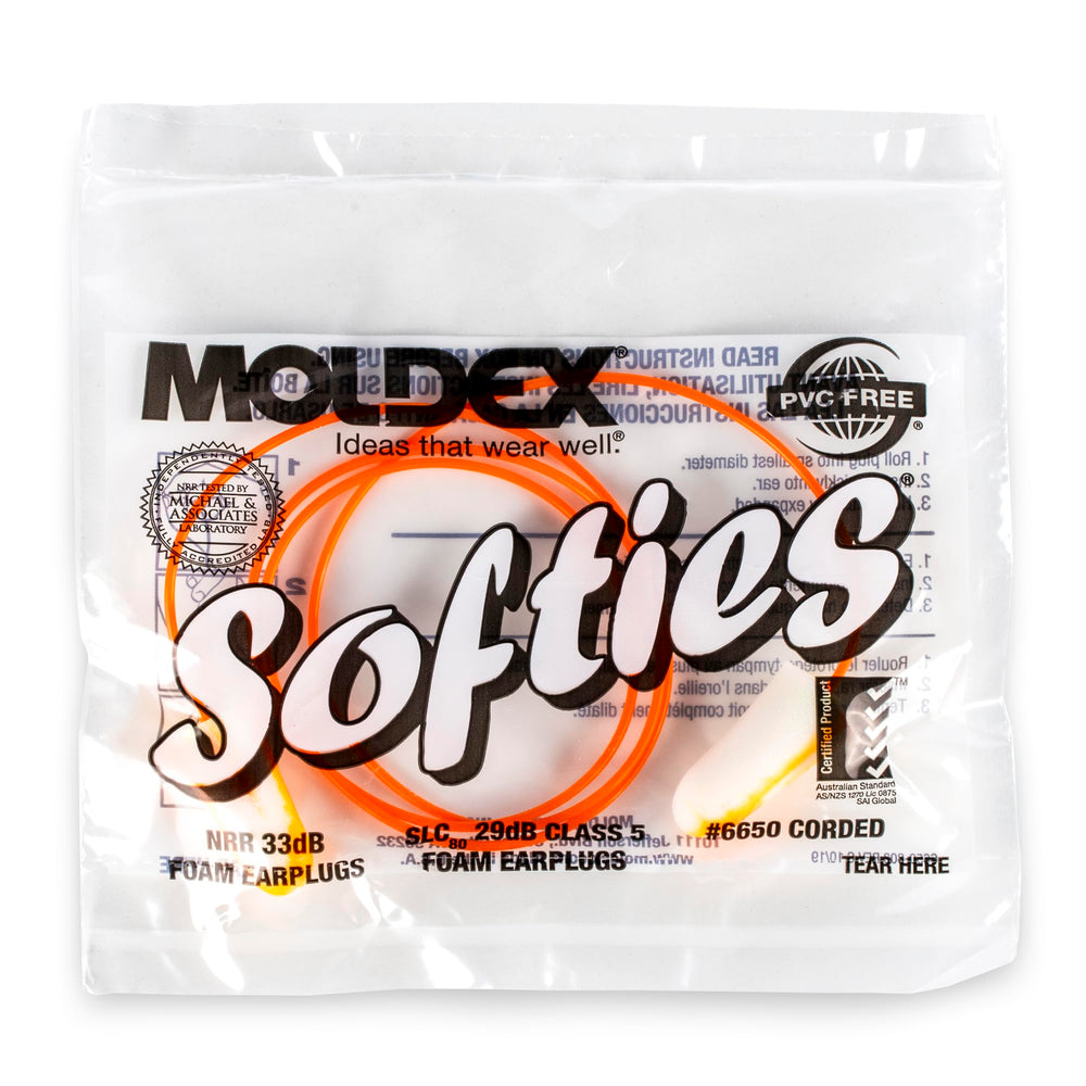 Moldex Softies NRR-33dB earplugs ensure strong noise reduction
