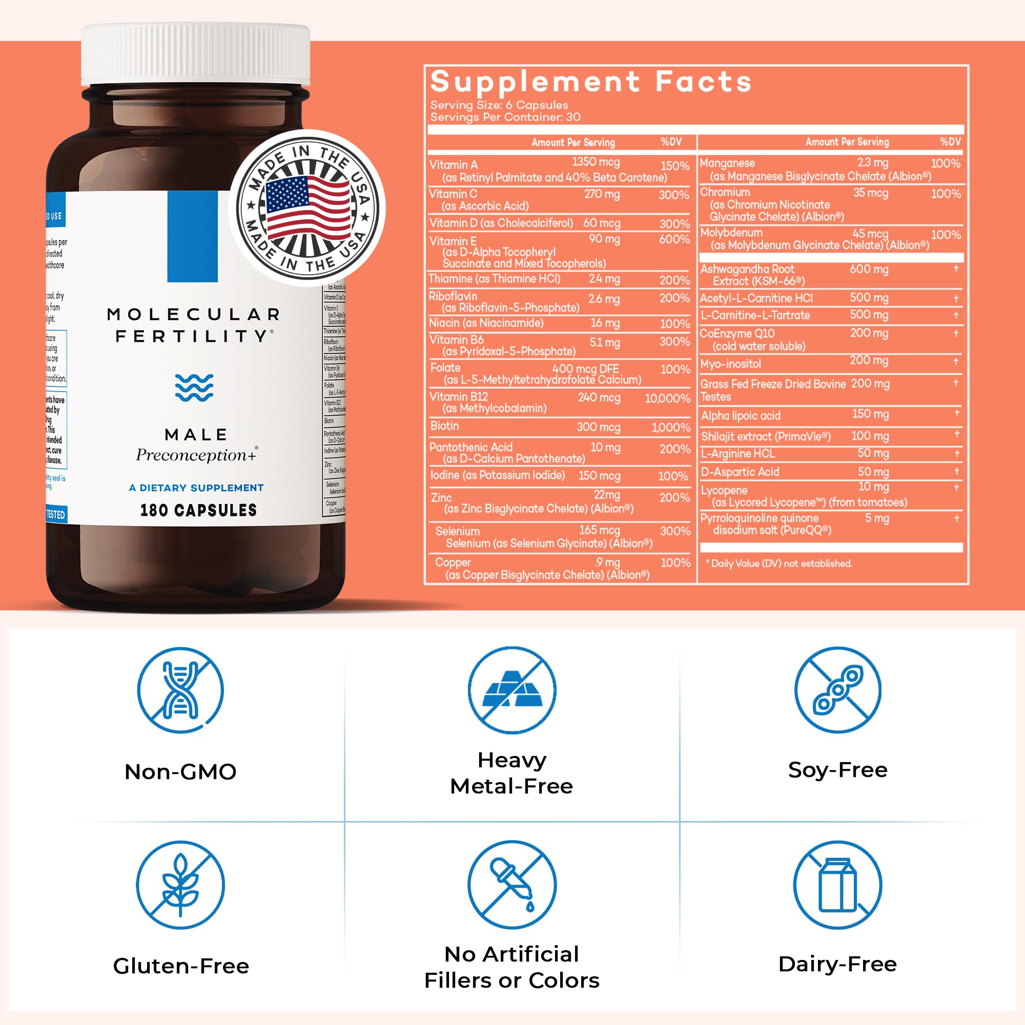 Molecular Fertility capsules close-up highlighting antioxidant nutrients for vitality.