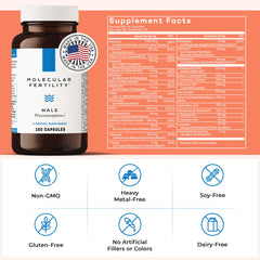 Molecular Fertility capsules close-up highlighting antioxidant nutrients for vitality.