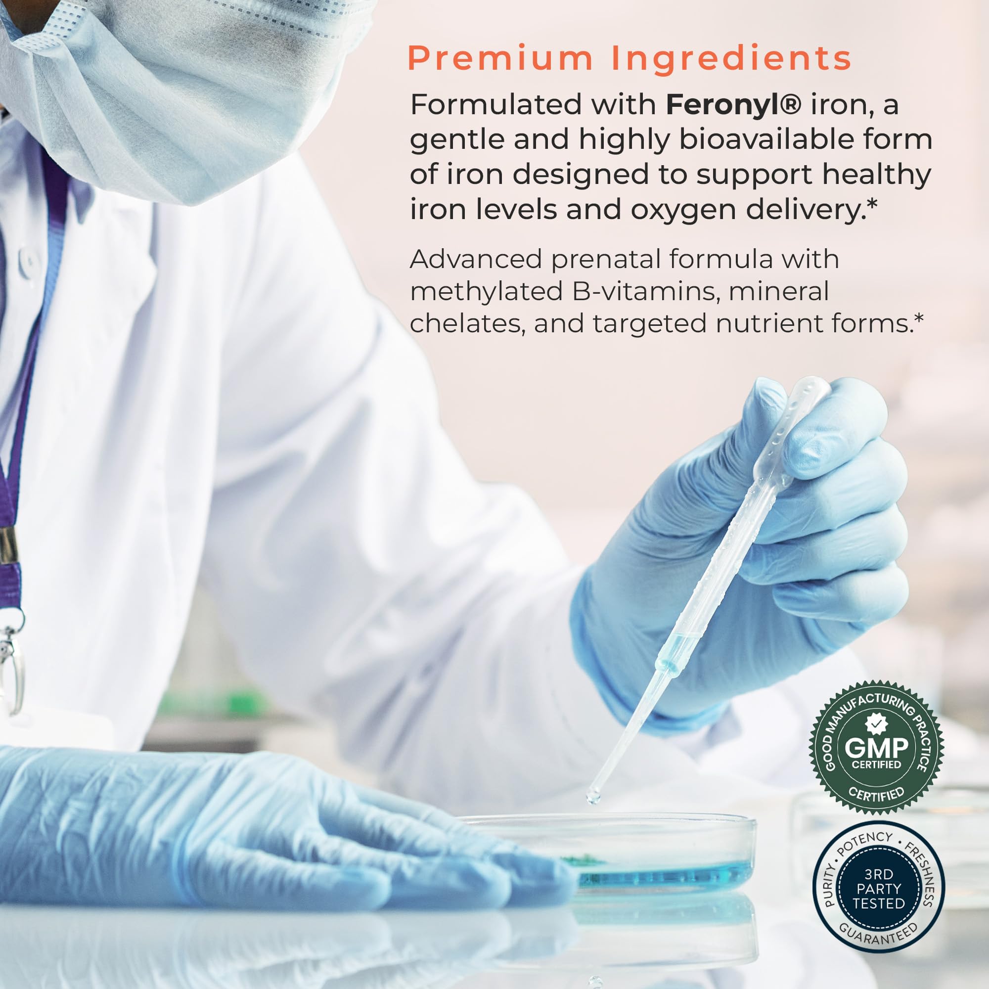 Molecular Fertility Peak Prenatal digestive-friendly capsule showing probiotic and gut support