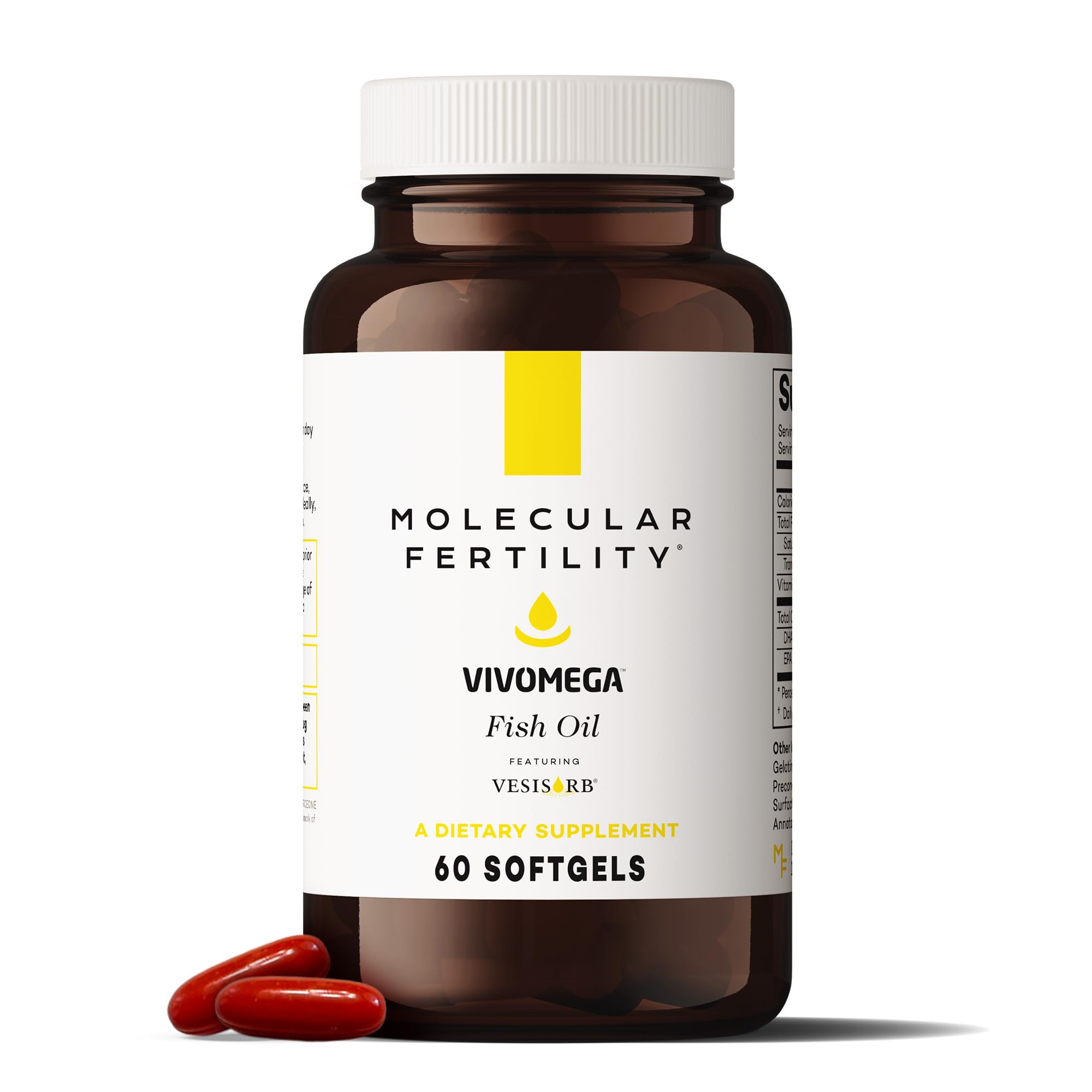 Molecular Fertility VIVOMEGA fish oil bottle showing premium omega-3 for reproductive wellness