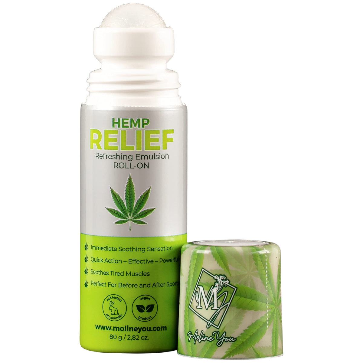 Moline You hemp roll-on neck relief for quick soothing and comfort.