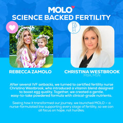 MOLO Conception with acai berry visuals signals antioxidant-rich ingredients for ovarian health