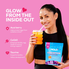 MOLO Conception ingredients note selenium and taurine as antioxidants supporting reproductive wellness