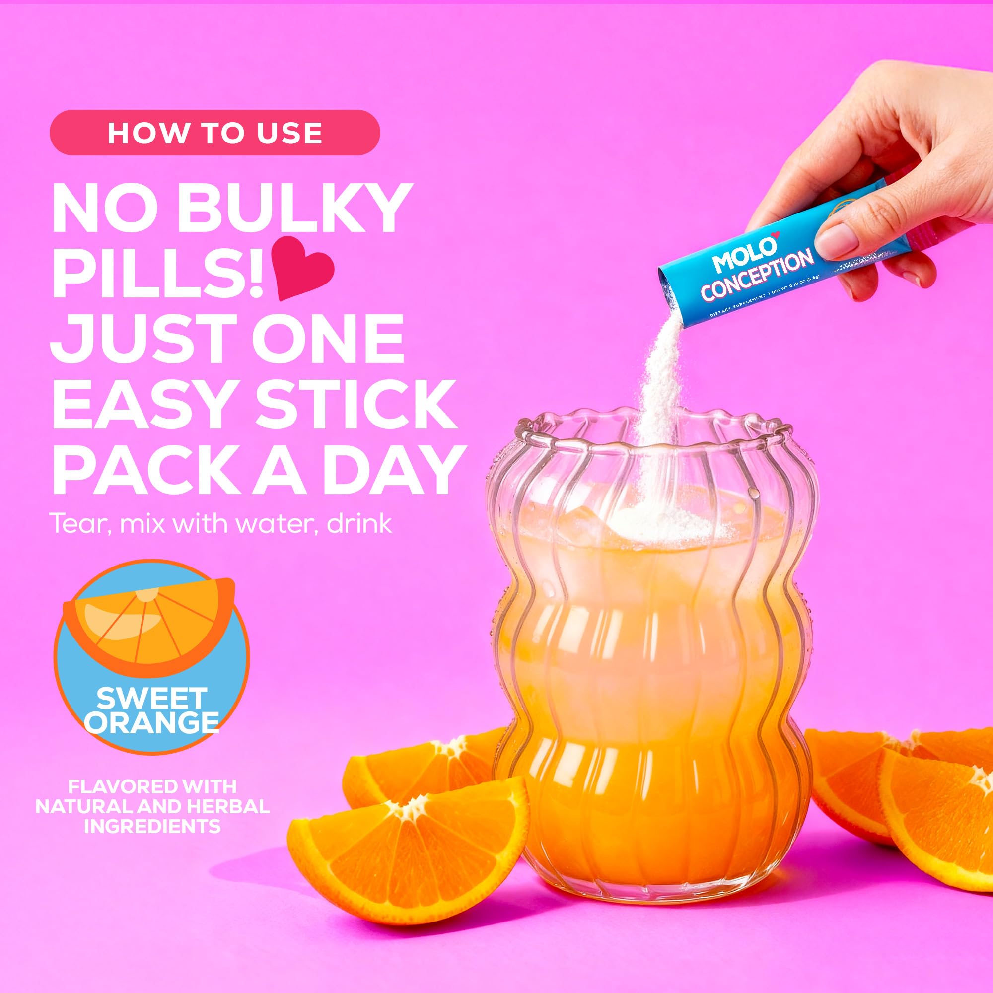 MOLO Conception serving glass shows vibrant orange drink offering a convenient daily ritual