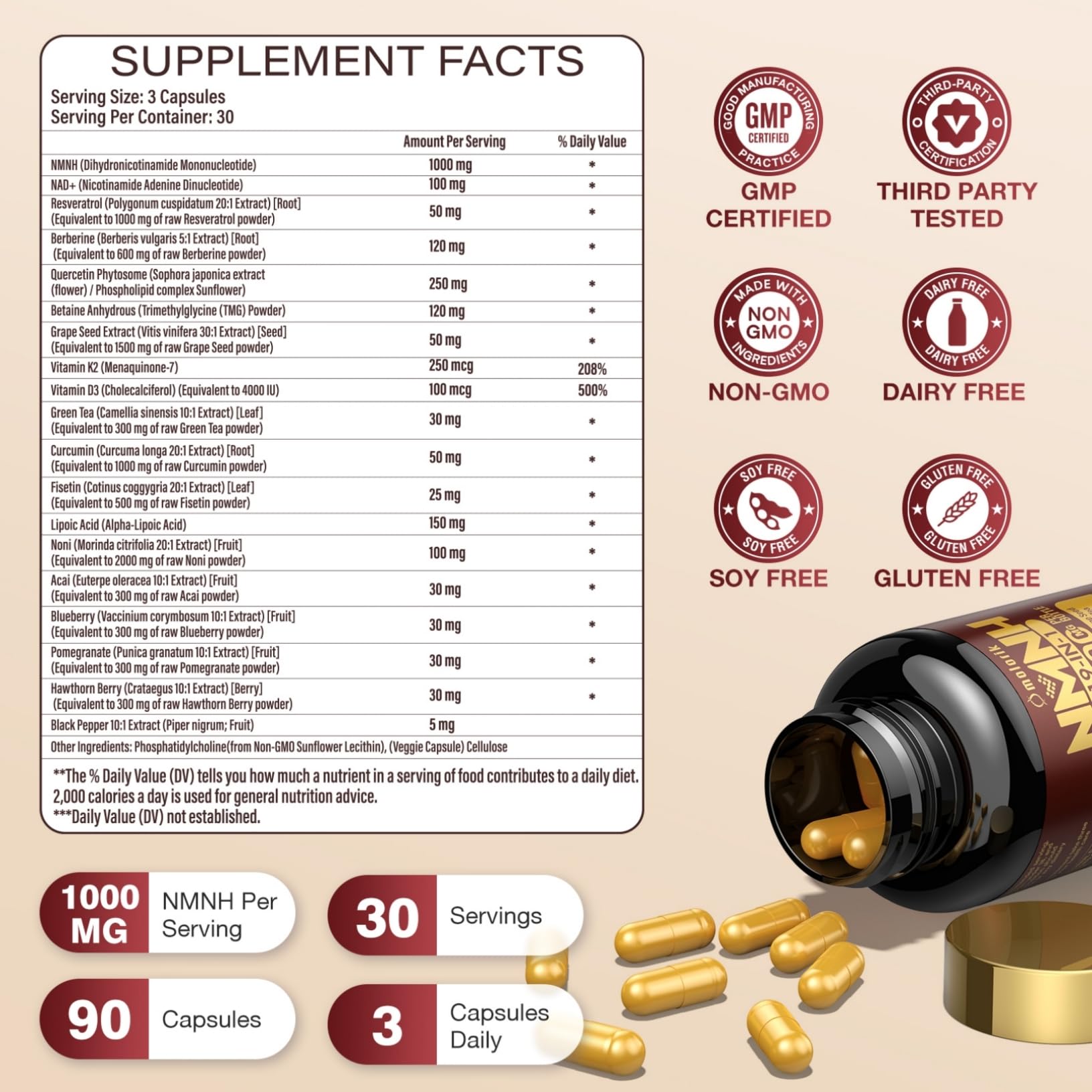 Molorik Pure packaging showing 90 capsules and purity claims.