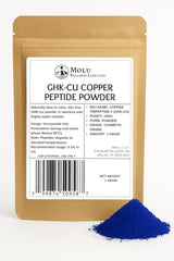 Molu Premium GHK-Cu powder bottle close-up for premium DIY cosmetic formulations