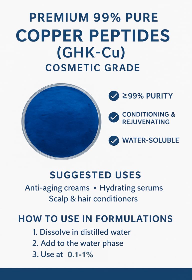 Molu GHK-Cu powder dissolving in water for easy serum formulation