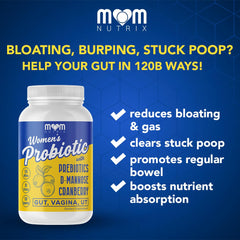 Packaging image featuring cranberry and D-mannose components for vaginal and UT balance.