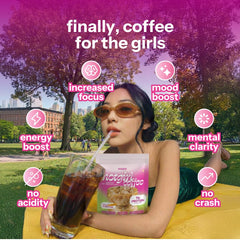 Moment Hot Girl Mushroom Coffee scoop highlights 11g protein and collagen