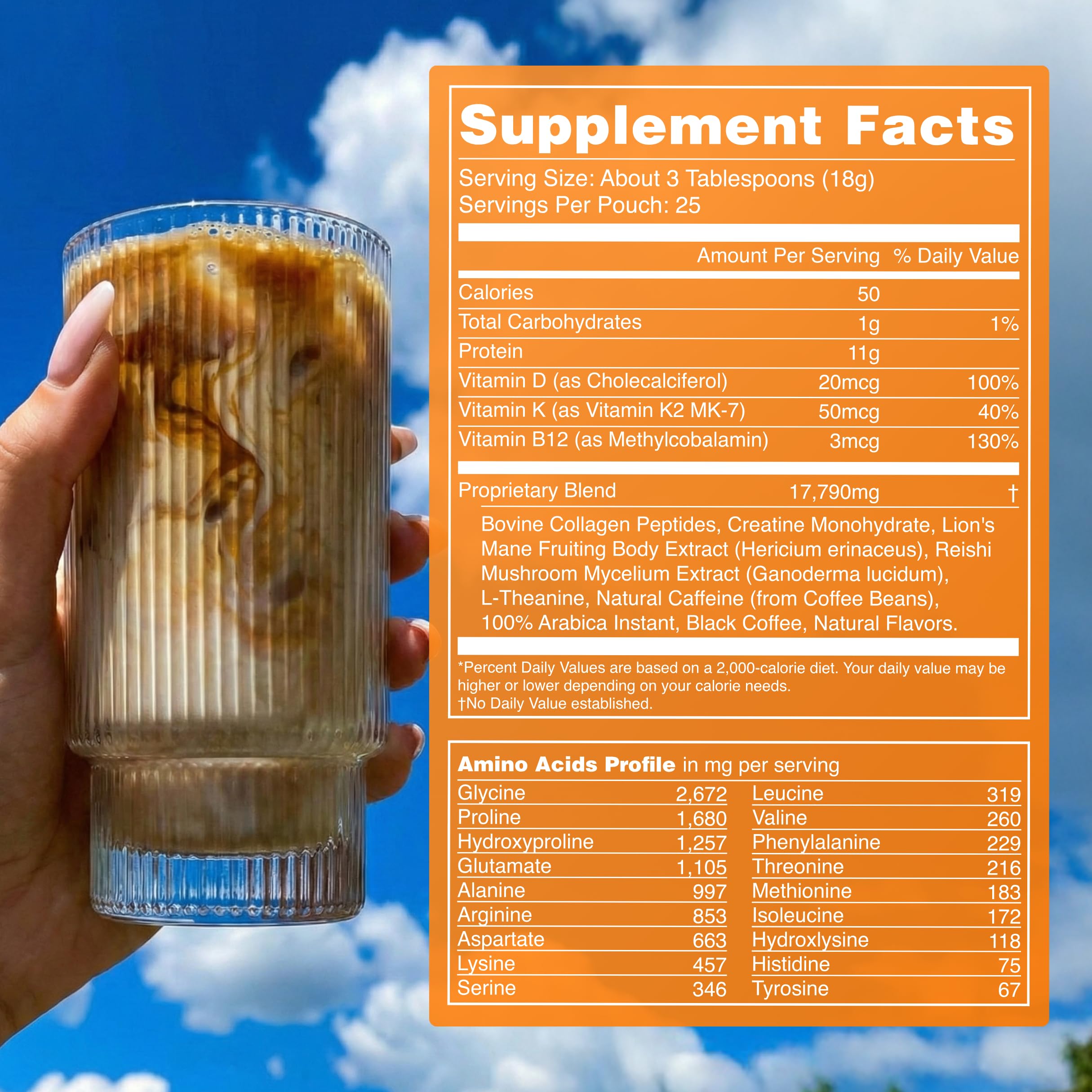Moment Protein Coffee mushrooms powder scoop—protein-rich start to your day.