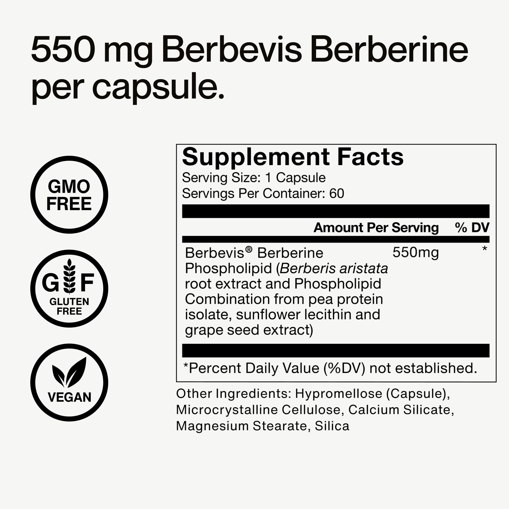 Momentous Berberine vegan gluten-free packaging highlight