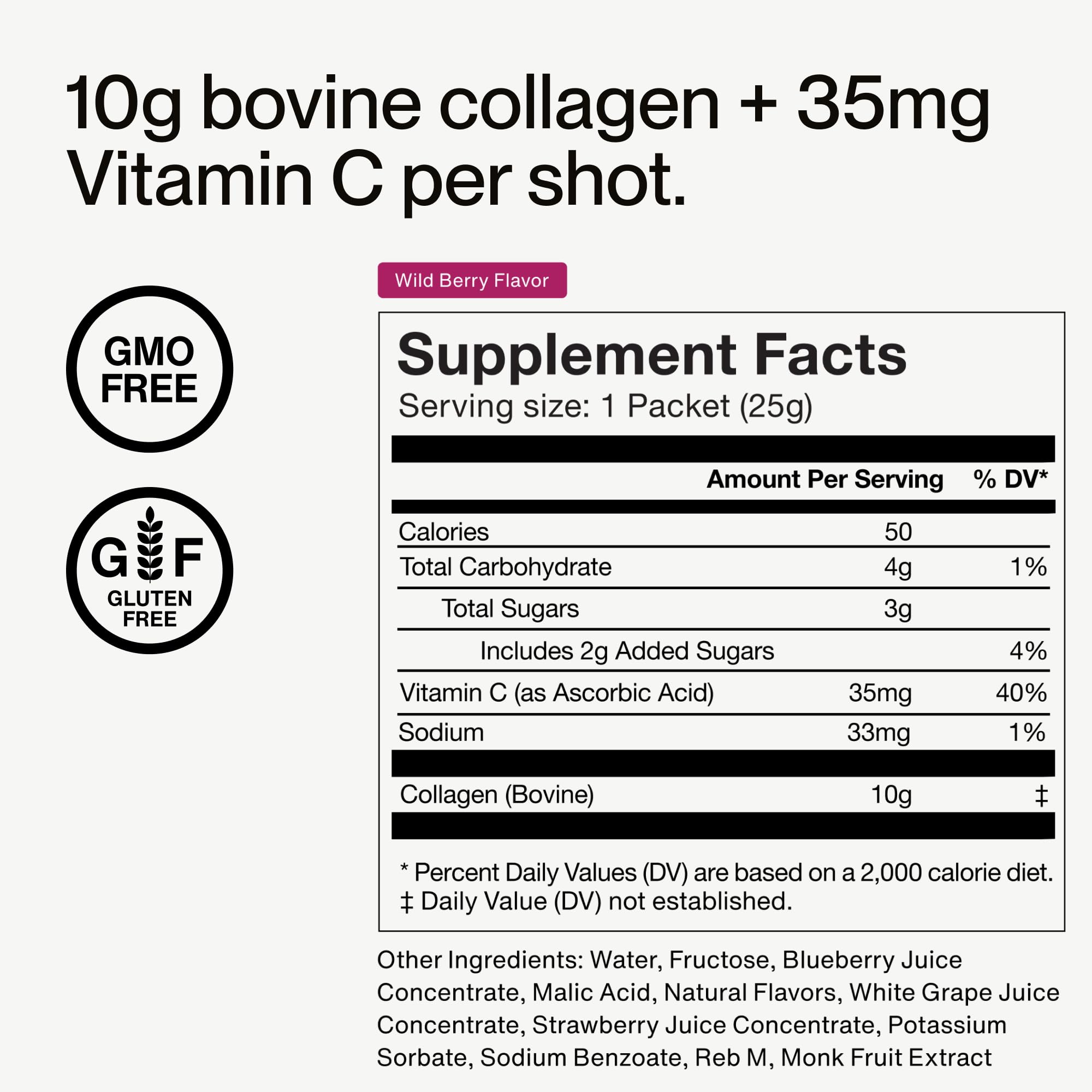 Momentous Collagen Shot NSF certification badge on packaging