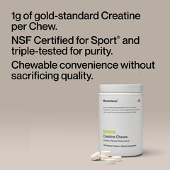 Momentous Creatine Chews lemon-lime packaging visible for on-the-go use.