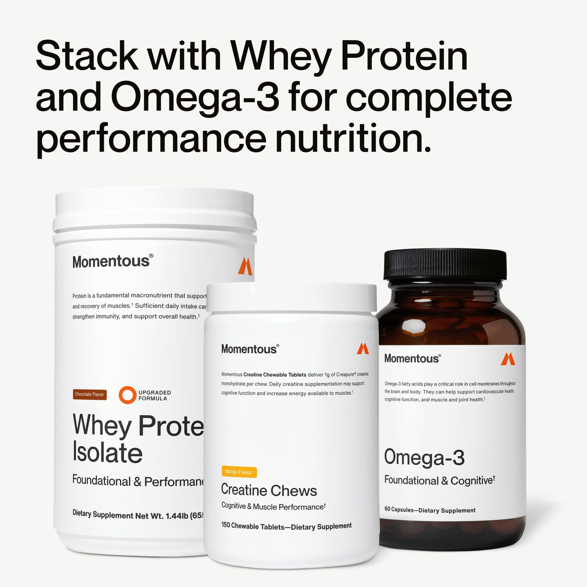 Momentous Creatine Chews mango morning routine capture implies consistent daily support