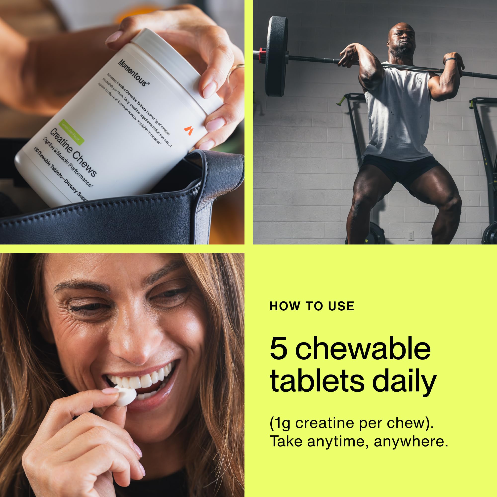 Momentous Creatine Chews serving plate with multiple chews ready to take.