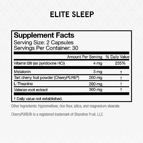 Close-up of Momentous Elite Sleep Capsules label, vegan and gluten-free ingredients highlighted.