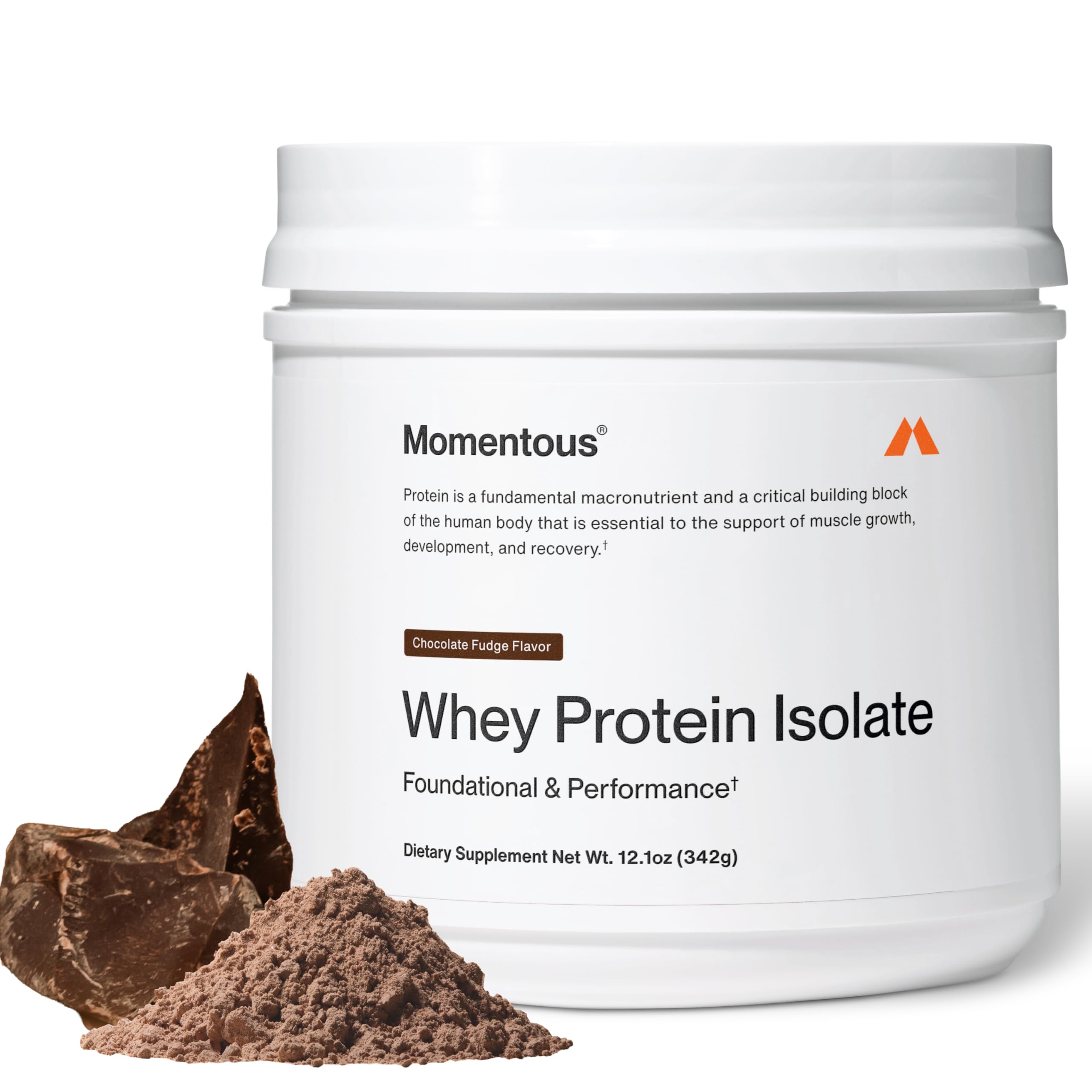Momentous Essential Grass-Fed Whey bottle ready for post-workout recovery.