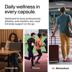 Momentous Essential Multivitamin capsules under natural light showcase core vitamins and minerals.